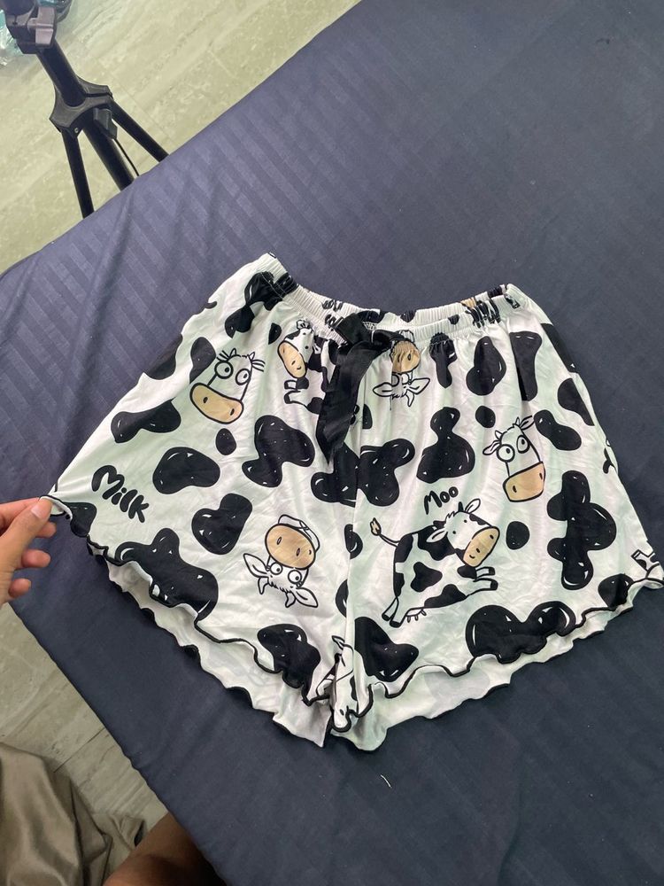 Cute Cow Print Pajama Shorts