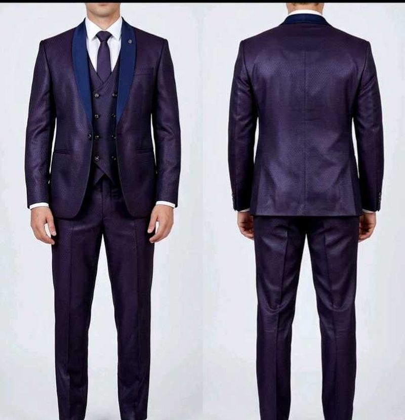 urgent selling Mens dark purple three piece suit