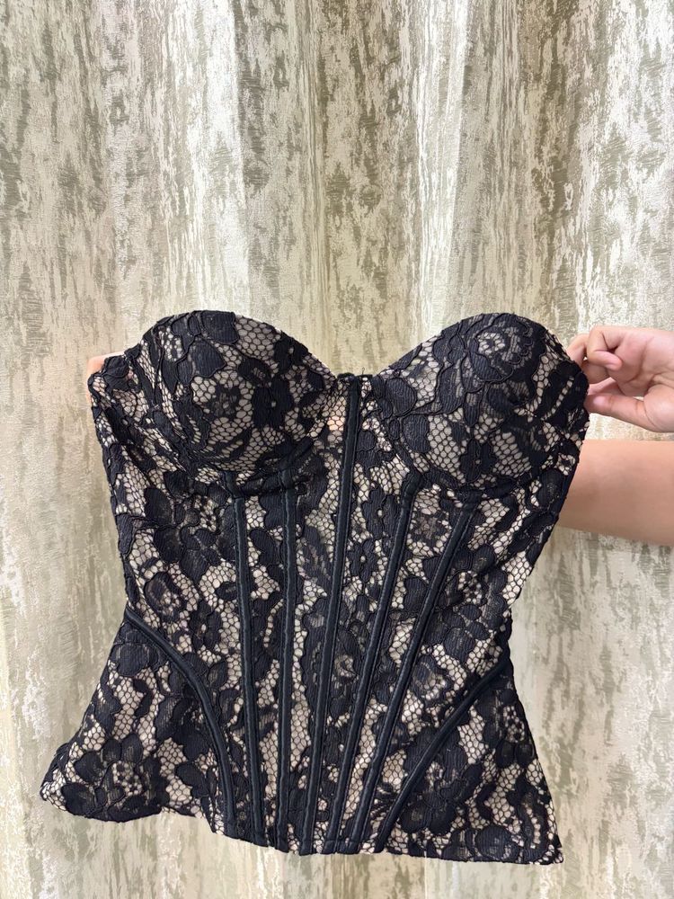 Black Lace Corset Top