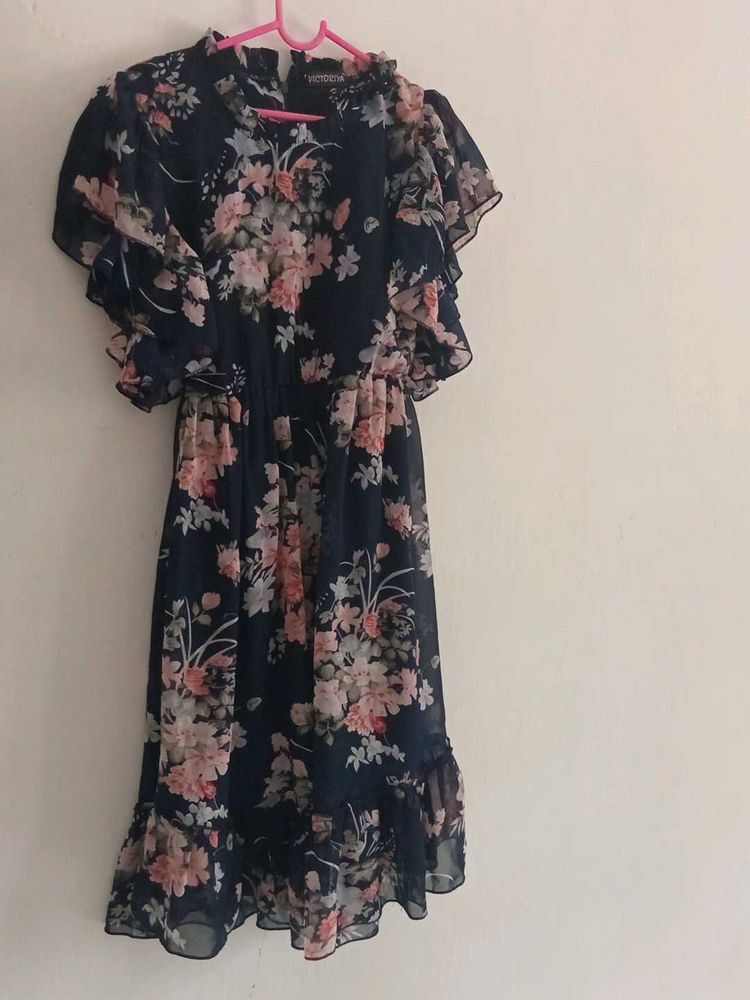 Floral Print Chiffon Dress