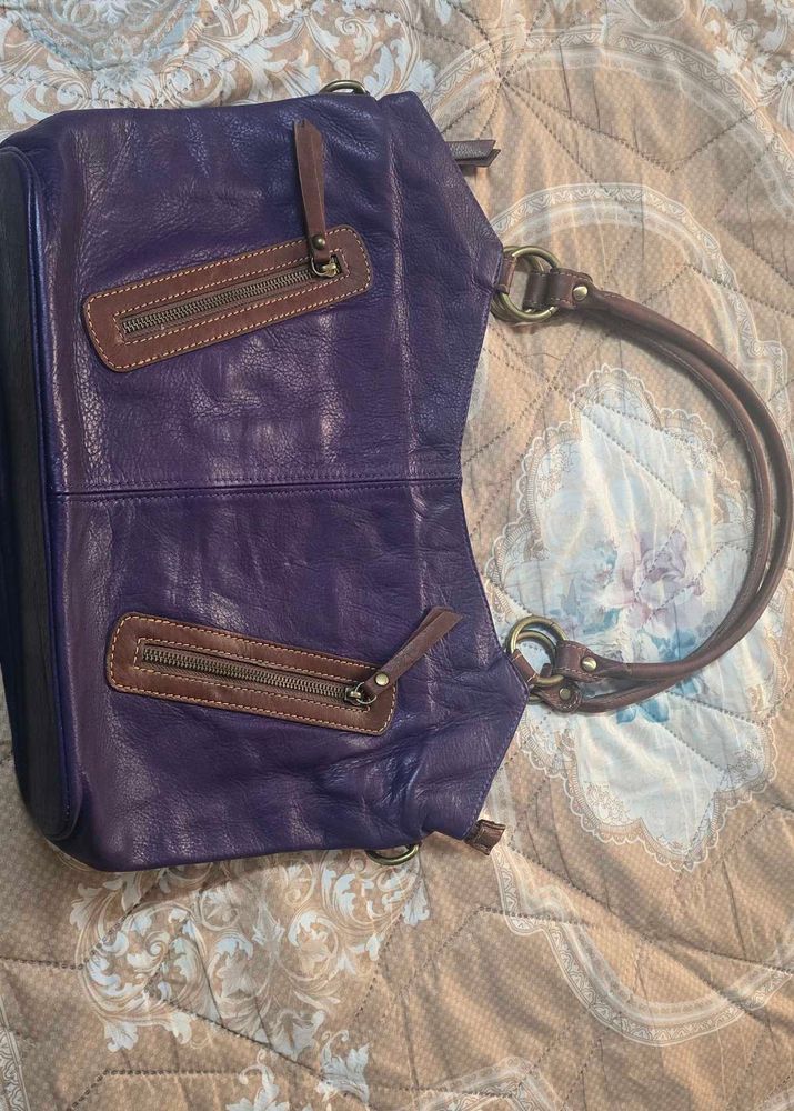 Purple Leather Hobo Bag
