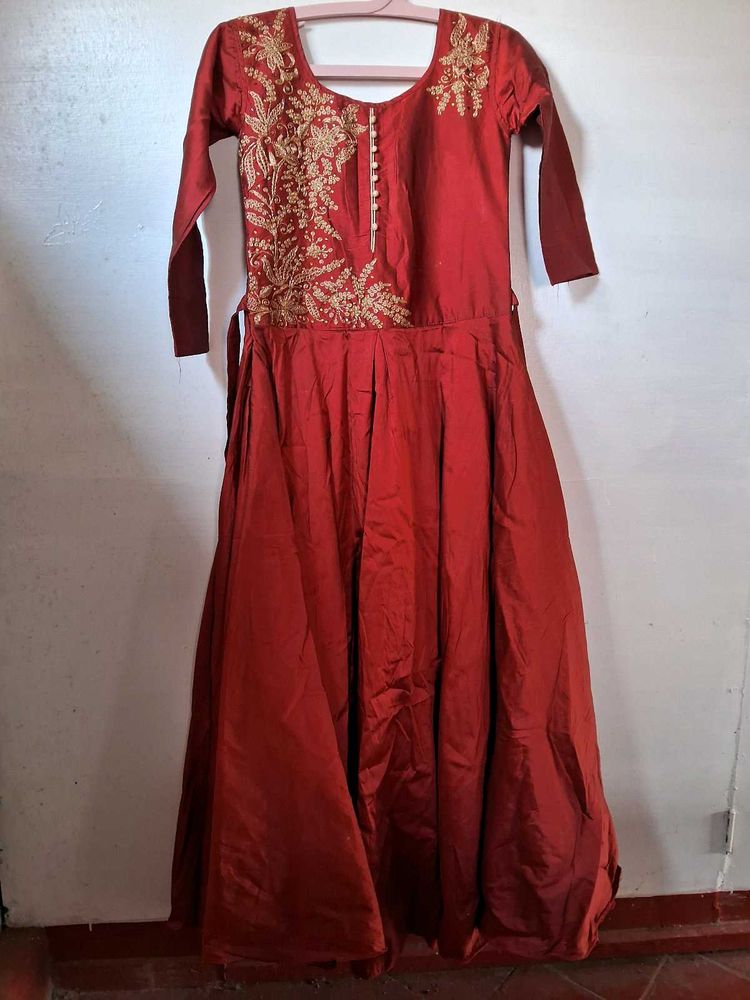 Red Embroidered Gown