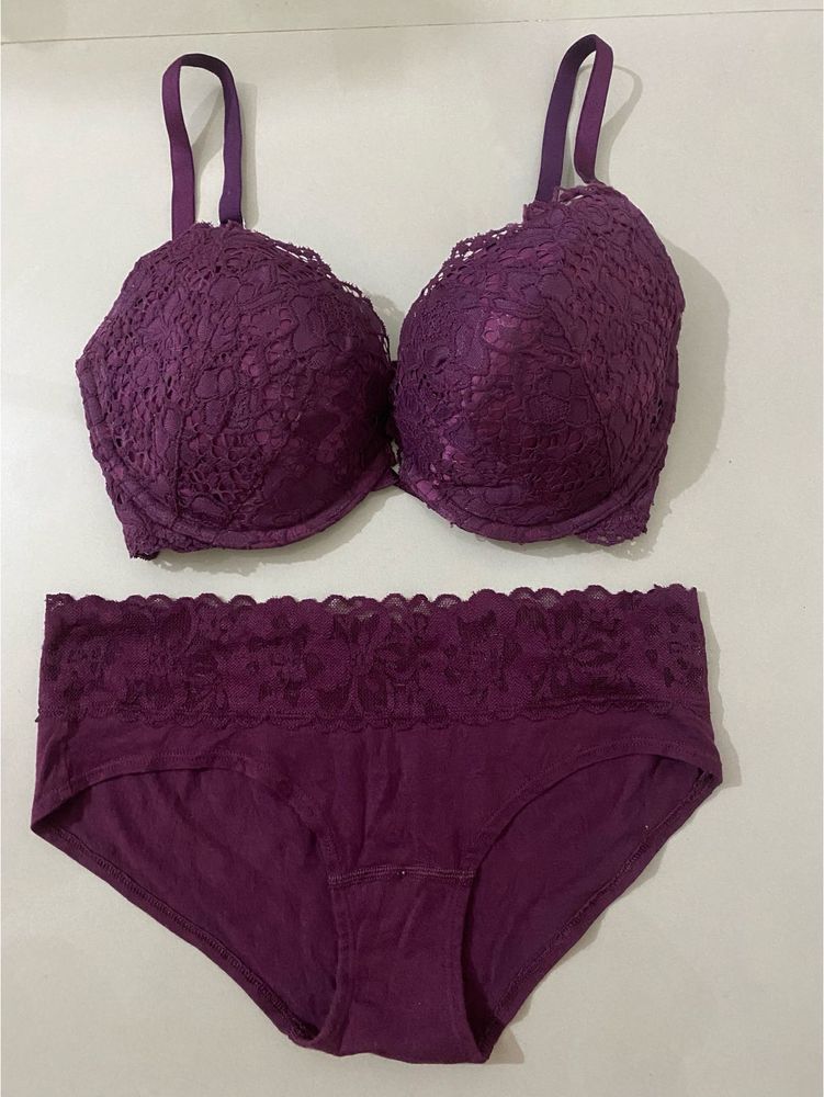 burgundy Lace Bra and Panty Set