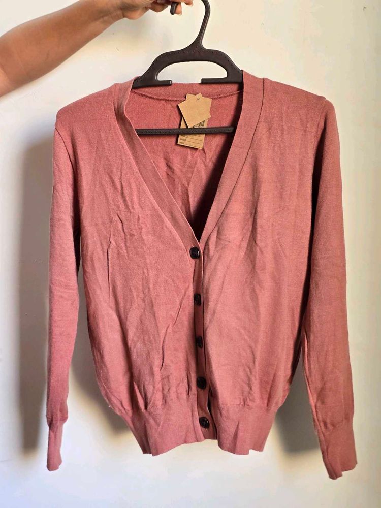 Pink Button-Up Cardigan