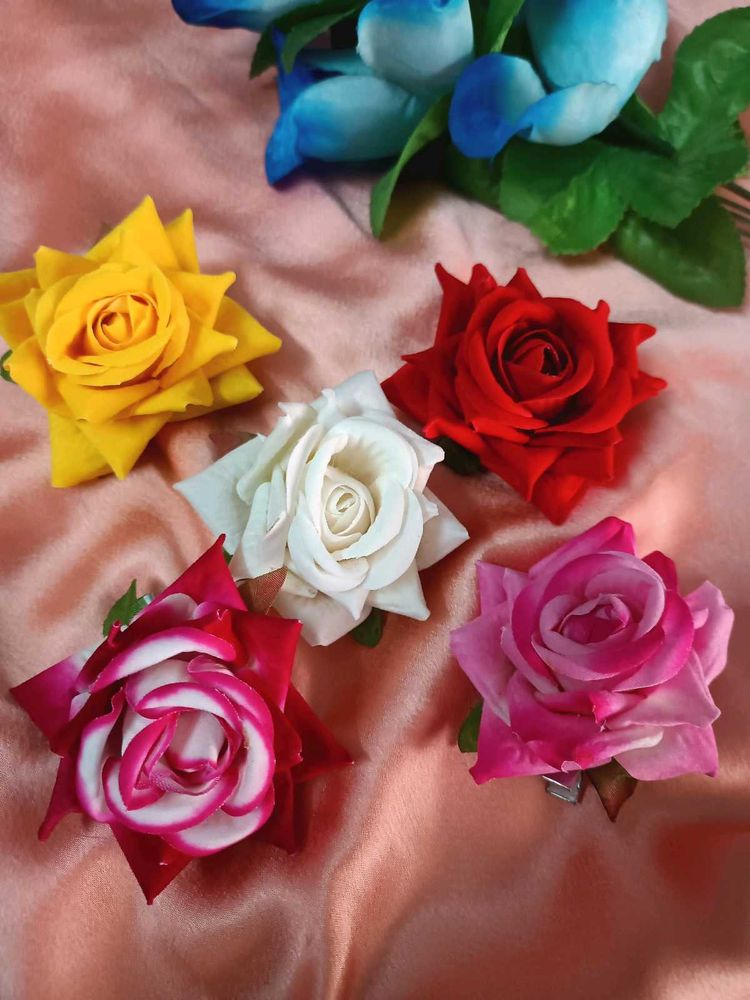Artificial Rose Hair Clips