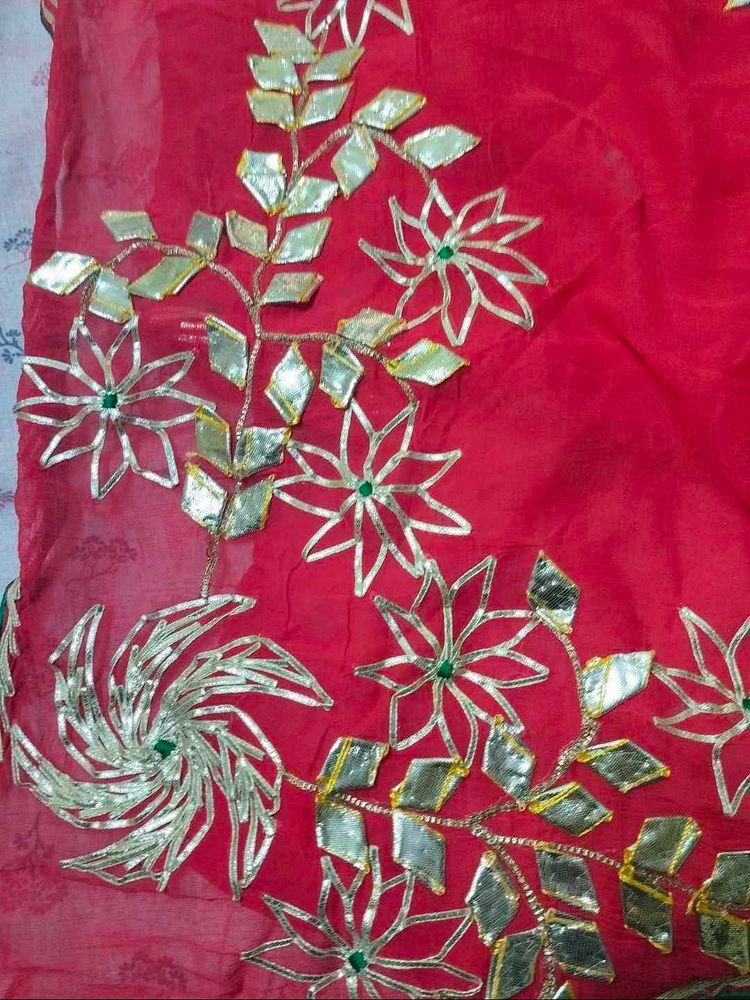 Handmade Gotta patti design saree
