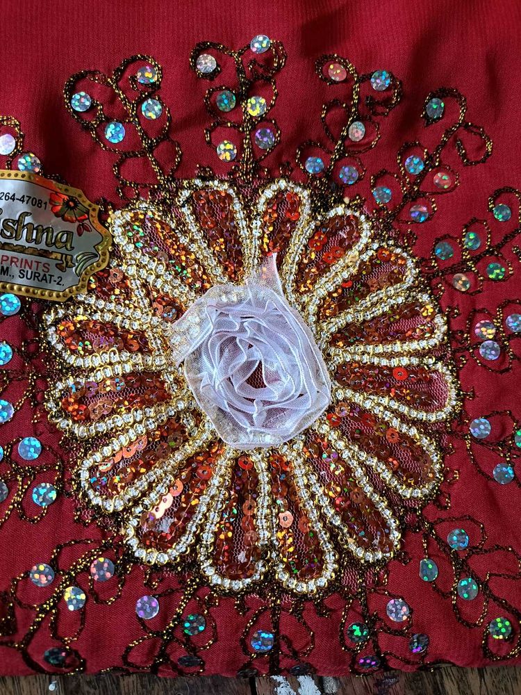Embroidered Red Fabric