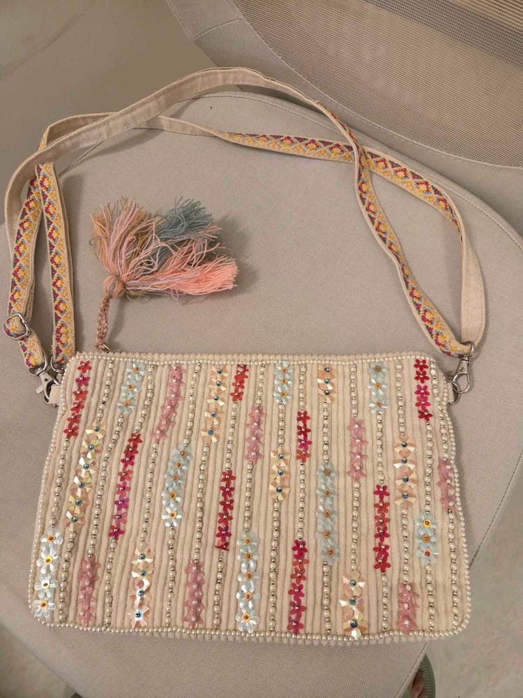Boho Embroidered Beaded Shoulder Bag