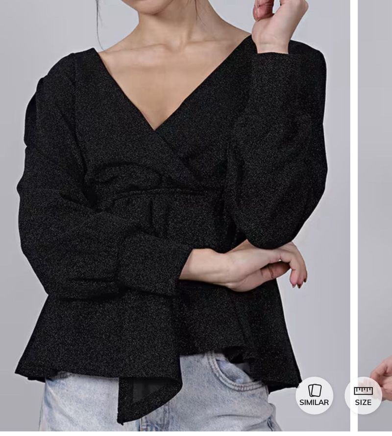 SHEIN Chic Black Peplum Wrap Top