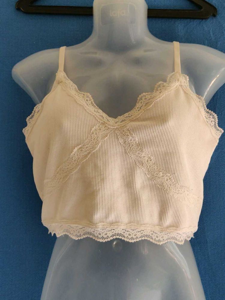 primark Cream Lace Trim Camisole Top