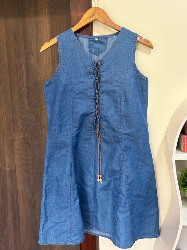 Denim Lace-Up Dress