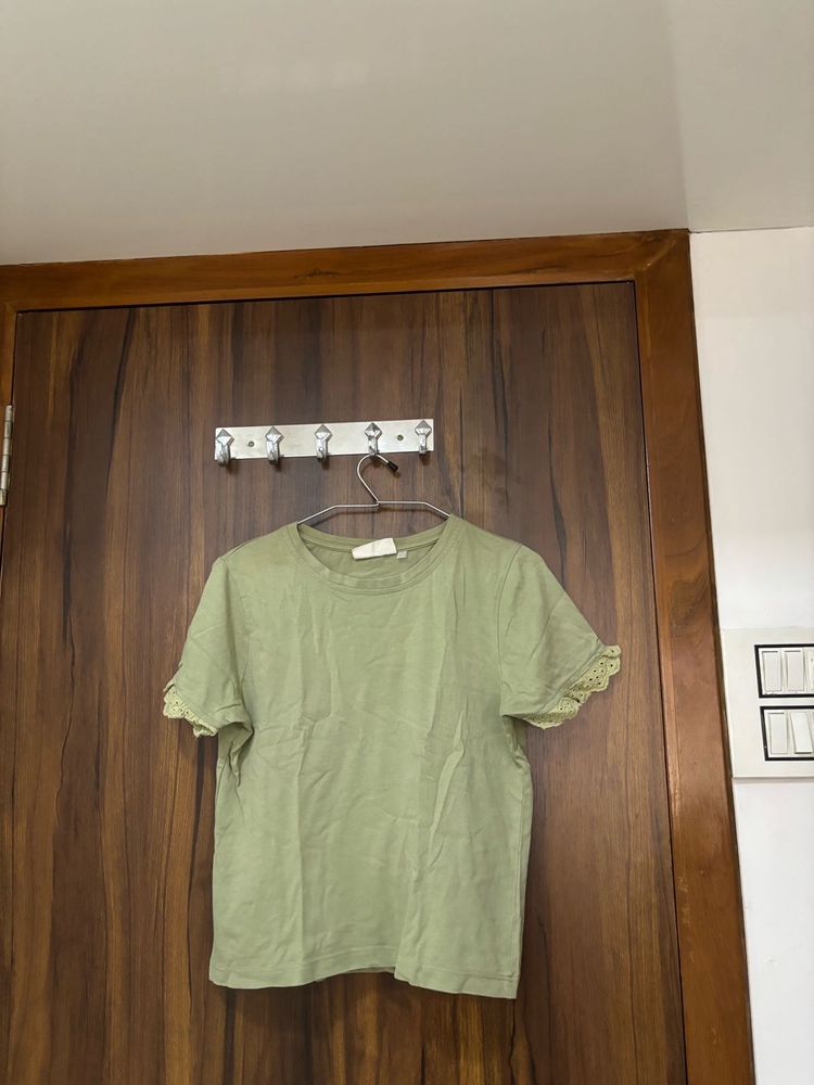 Green Lace Trim Tee