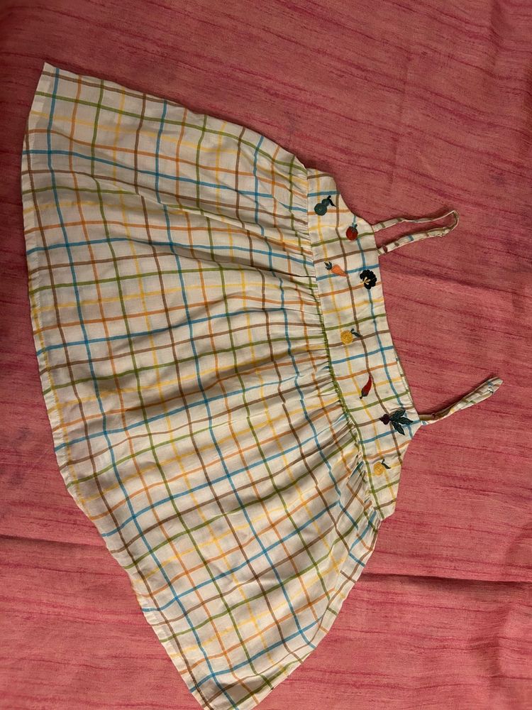 Cute Embroidered Checked Dress