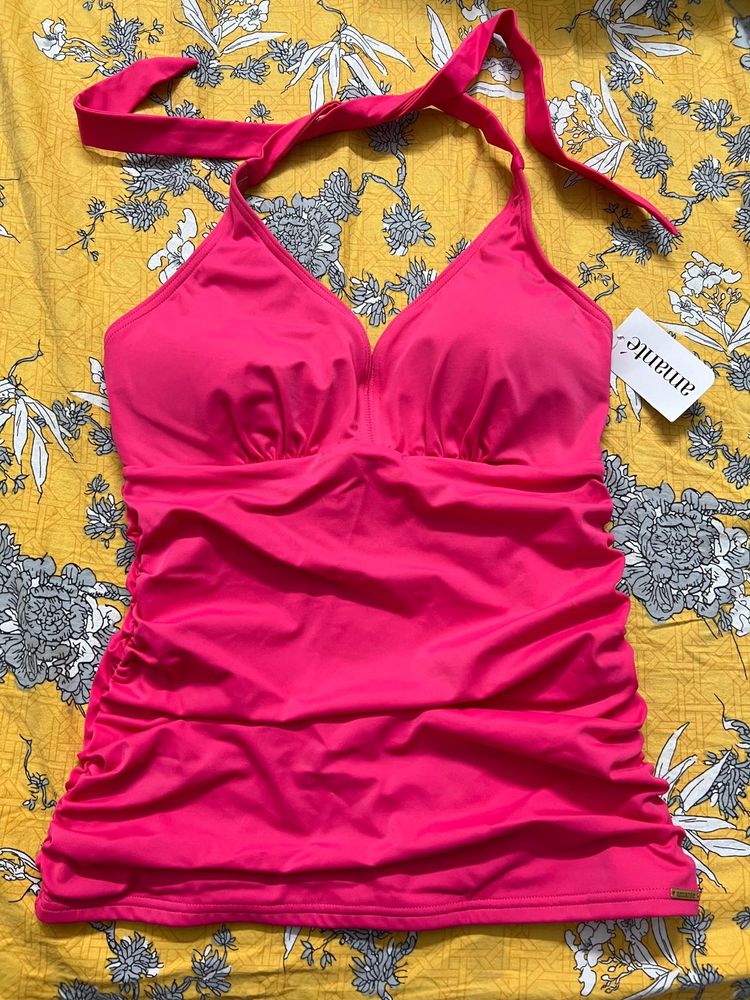 Amante Pink Halter Tankini Top