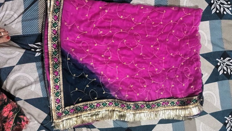 Stunning Pink &amp; Navy Dupatta