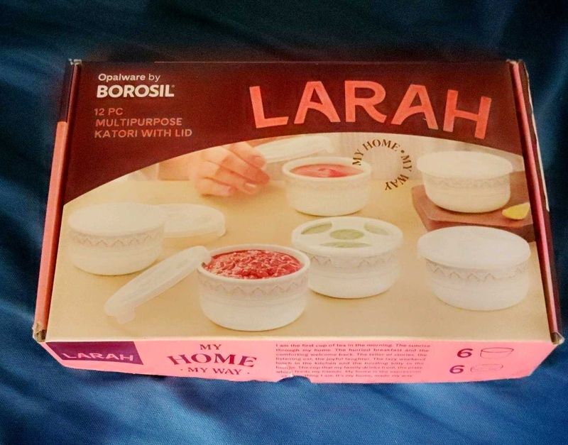 Borosil Larah 12 PC Katori Set with Lid