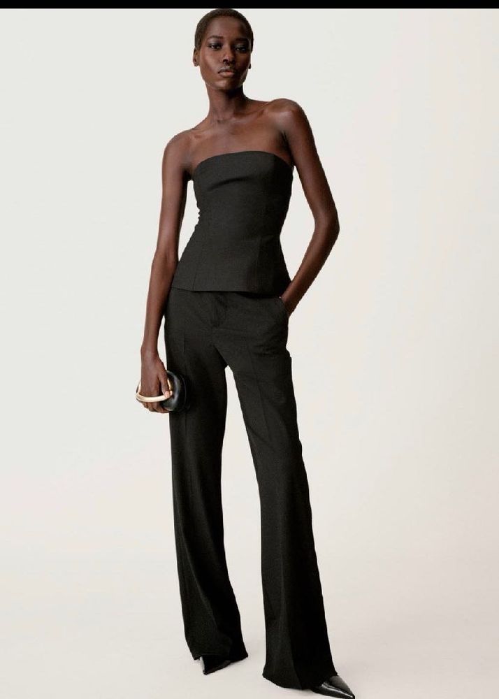 Zara Chic Black Strapless Top