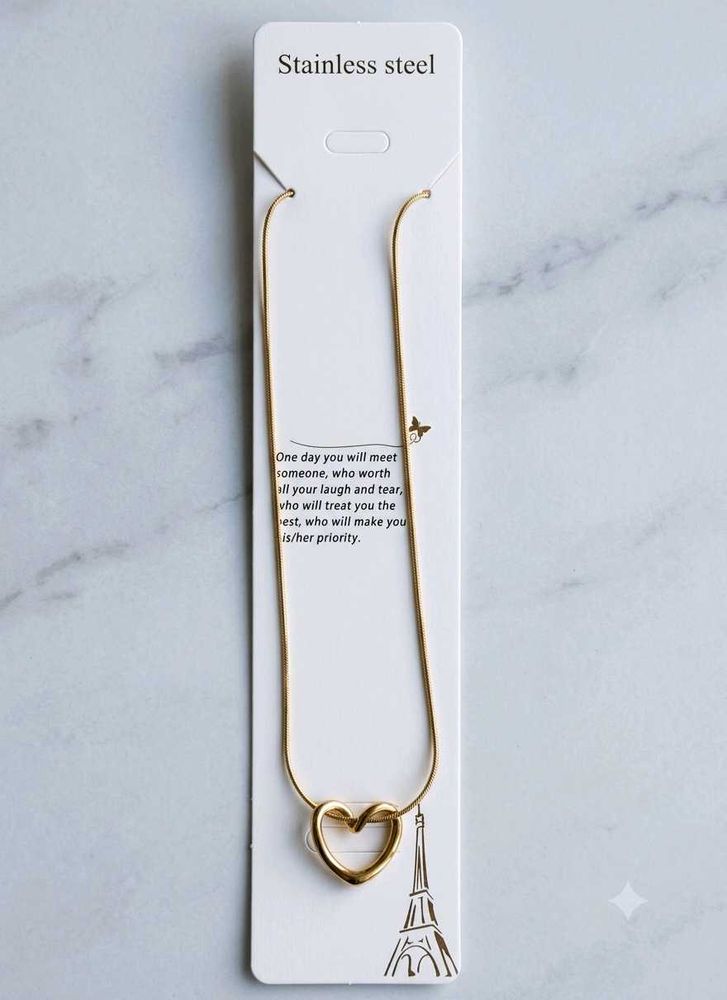 Gold Heart Necklace - Stainless Steel