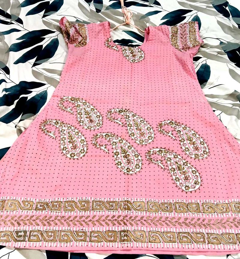 Pink Kurta with Paisley Print