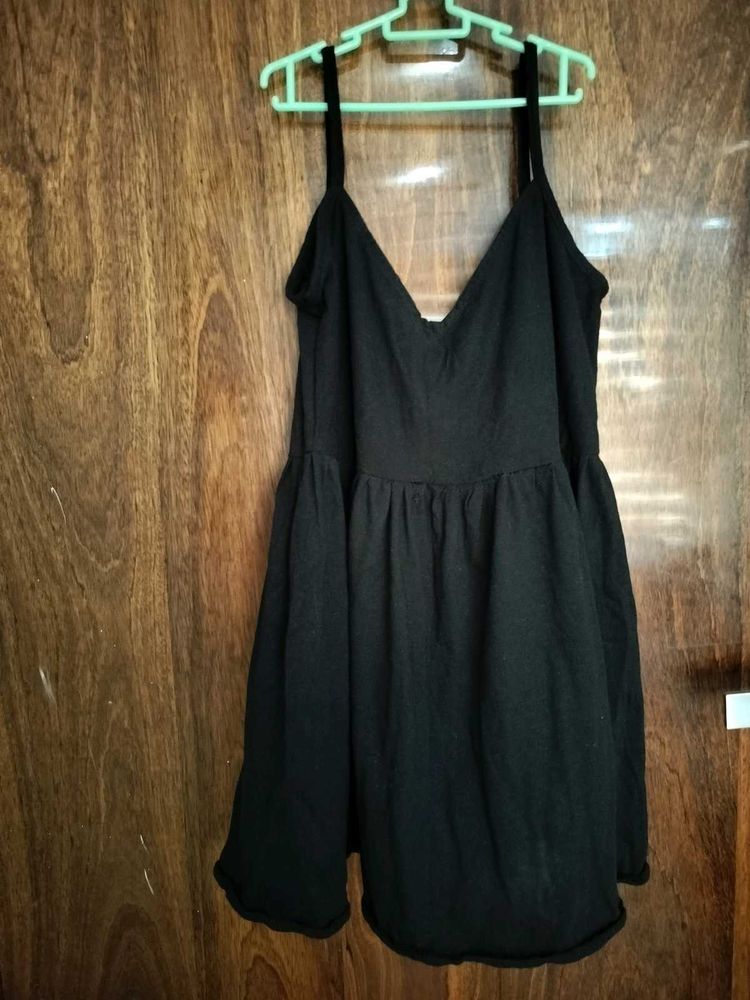Black V-Neck Mini Dress
