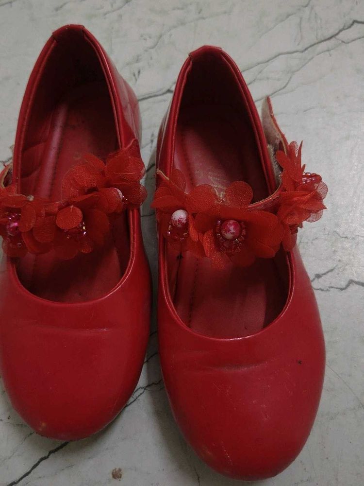 Red Flower Girl Shoes