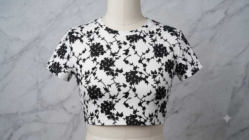Black Floral Crop Top