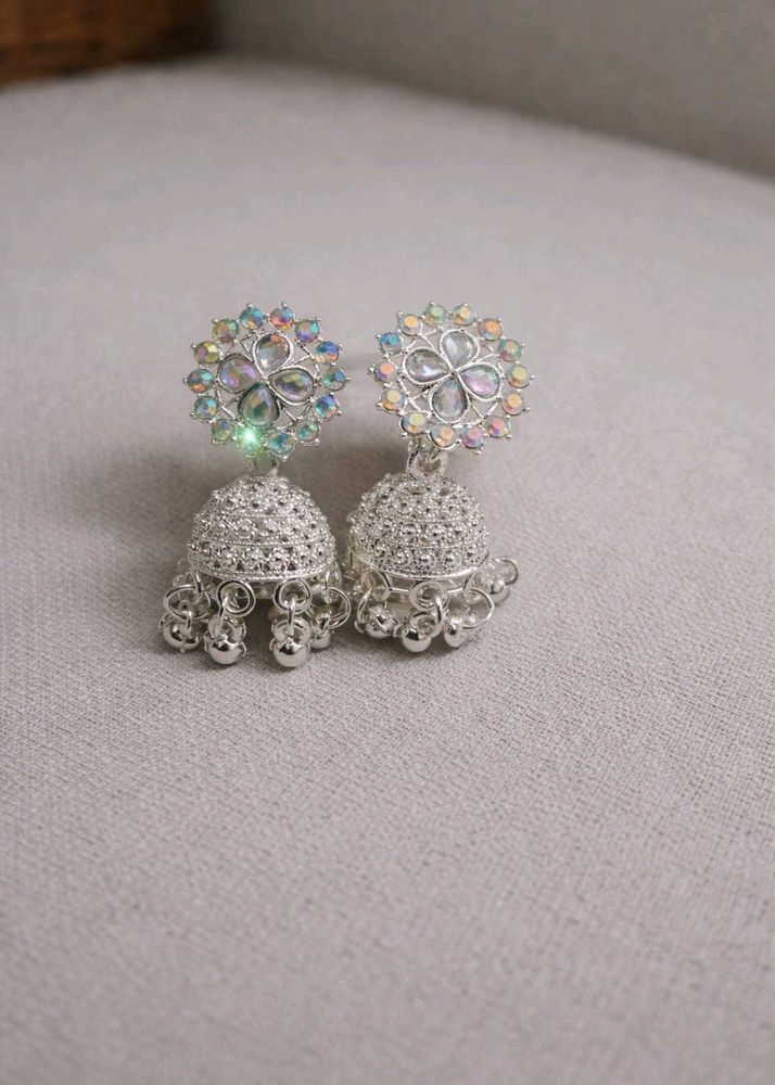 Silver-tone Jhumka Earrings
