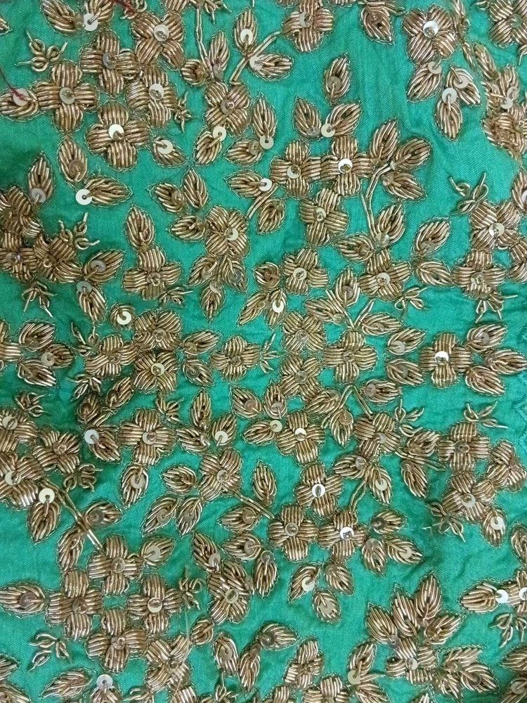 Exquisite Embroidered Teal Saree blouse only