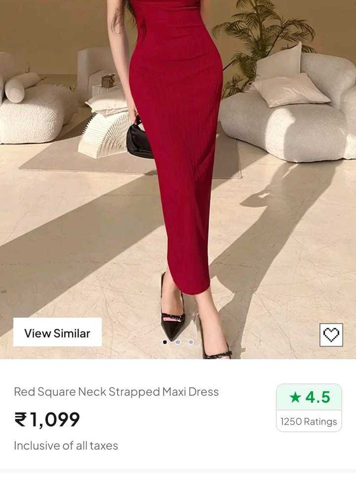 Red Square Neck Strapped Maxi Dress