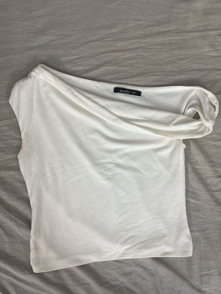 Chic White One-Shoulder Top