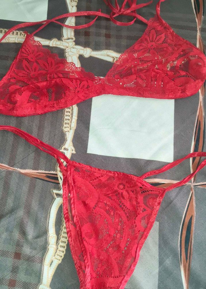 combo of 2 Red Lace Lingerie Set