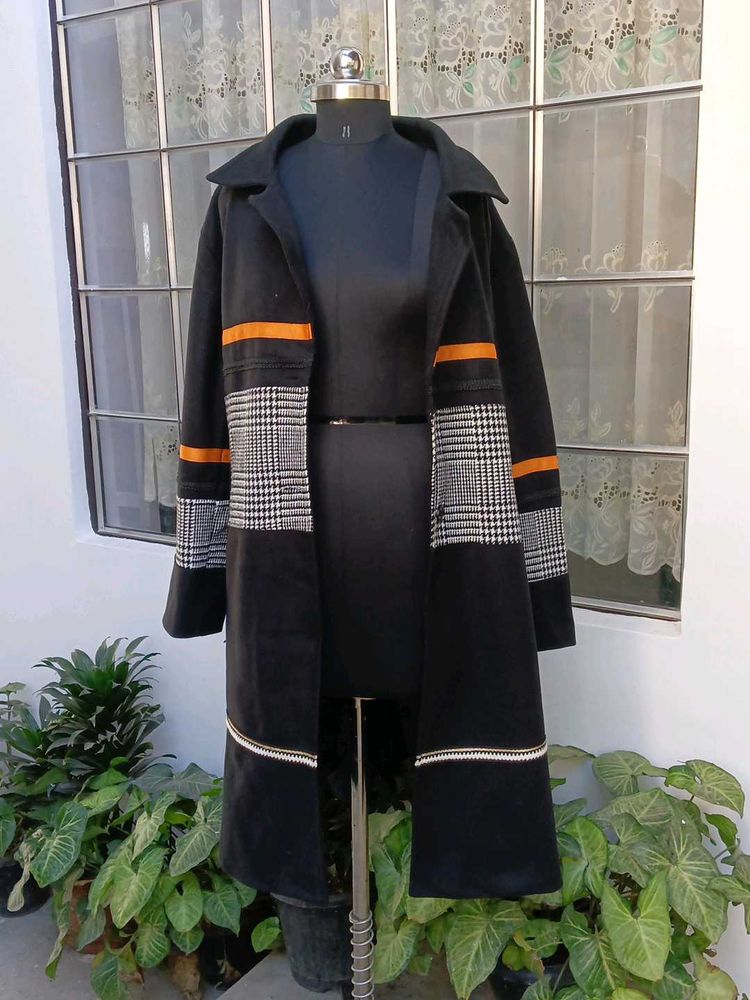 Unique Black &amp; Patterned OverCoat