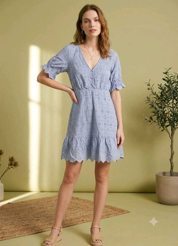 Light Blue Eyelet Dress