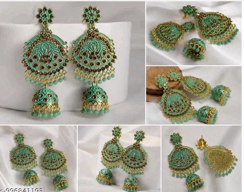 Stunning Teal Jhumka Earrings