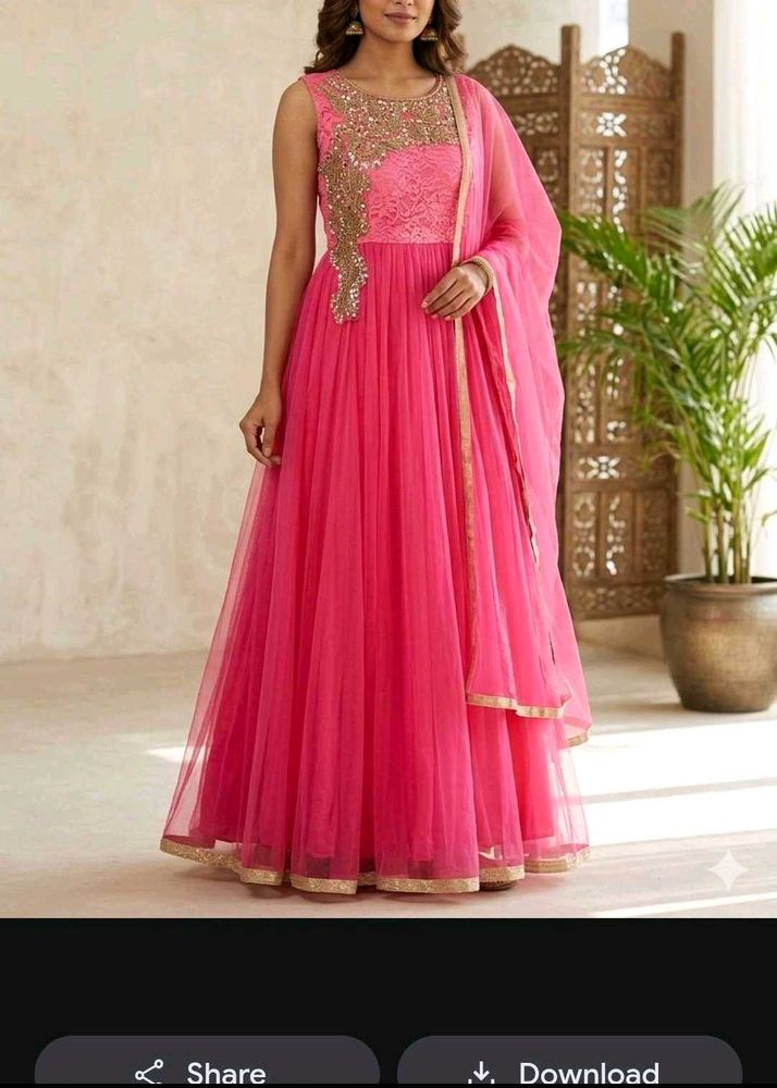 Stunning Pink Embellished Anarkali Gown