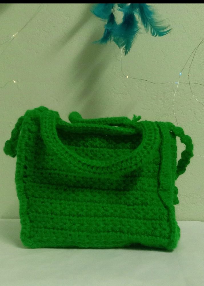 Crocheted Green Handbag | Very Comfortable &amp; Hand