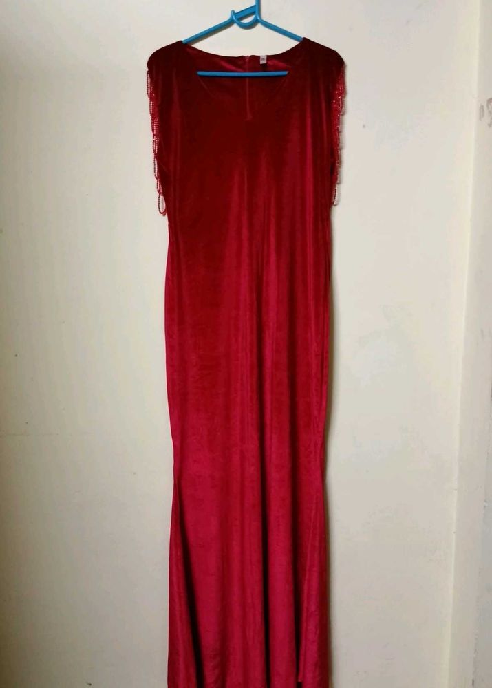 Elegant Red Velvet Gown