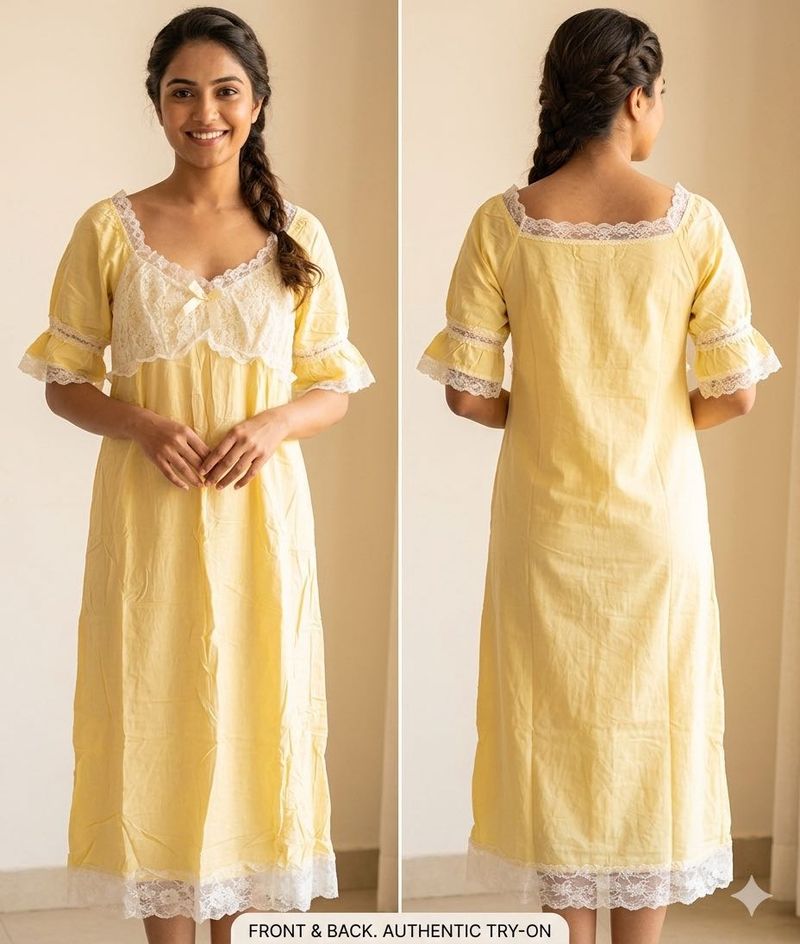 Yellow Lace Nightgown-XL size