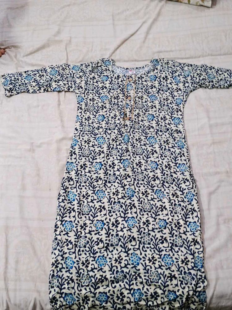 Blue Floral Print Kurti