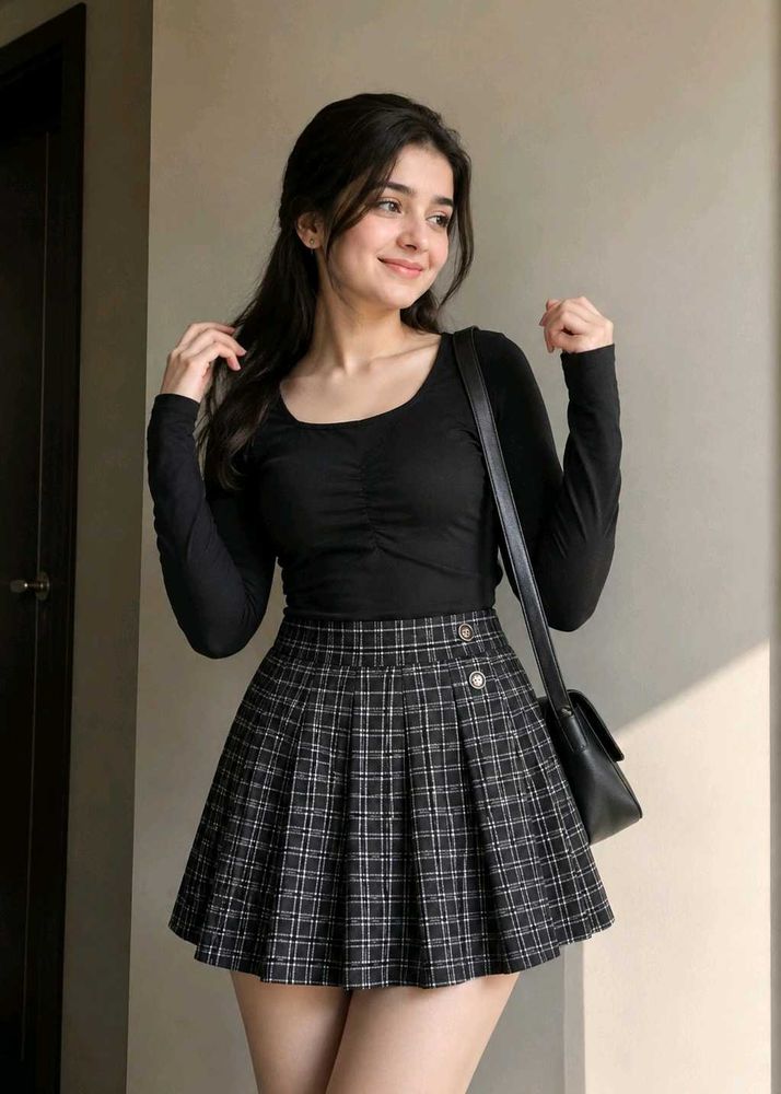 Plaid Pleated Mini Skirt