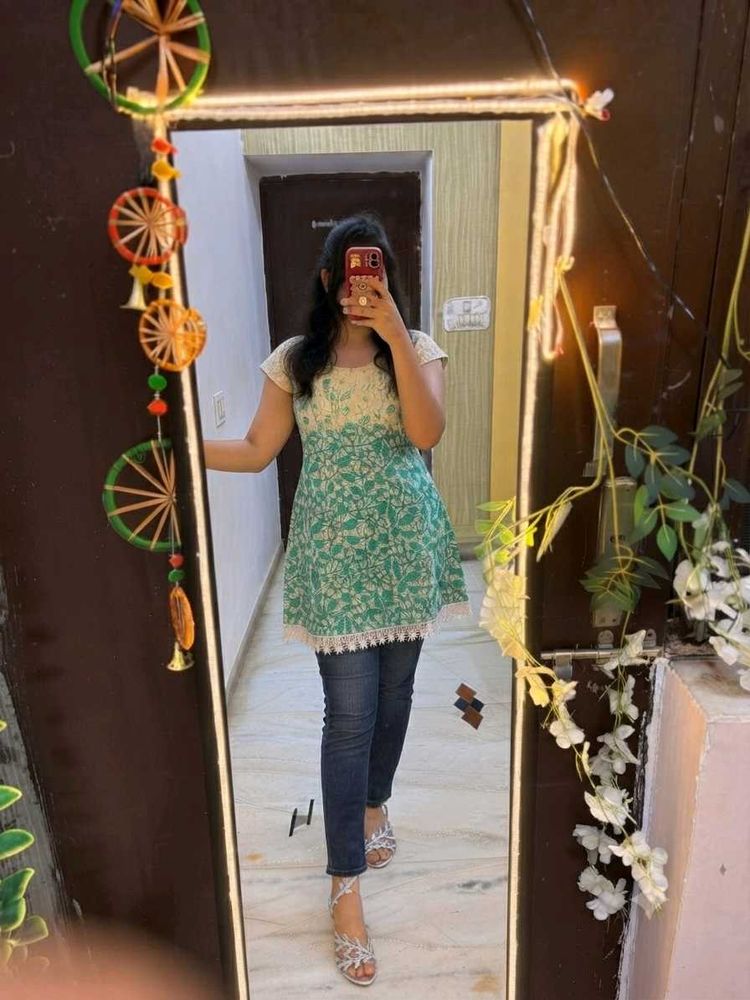 short Kurti with lace detailing
