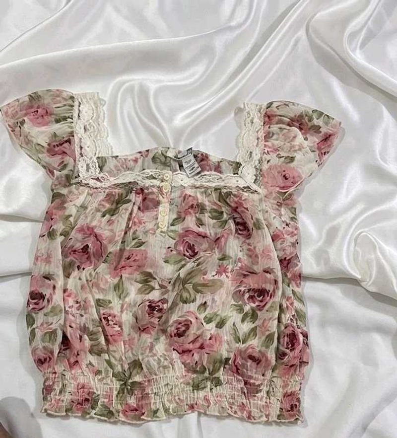 Floral Lace Square Neck Top