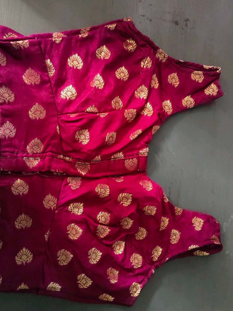 Elegant Magenta Brocade Blouse