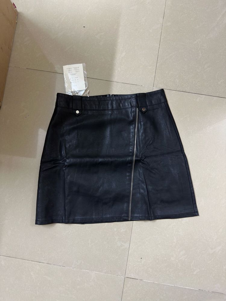 Black Faux Leather Mini Skirt