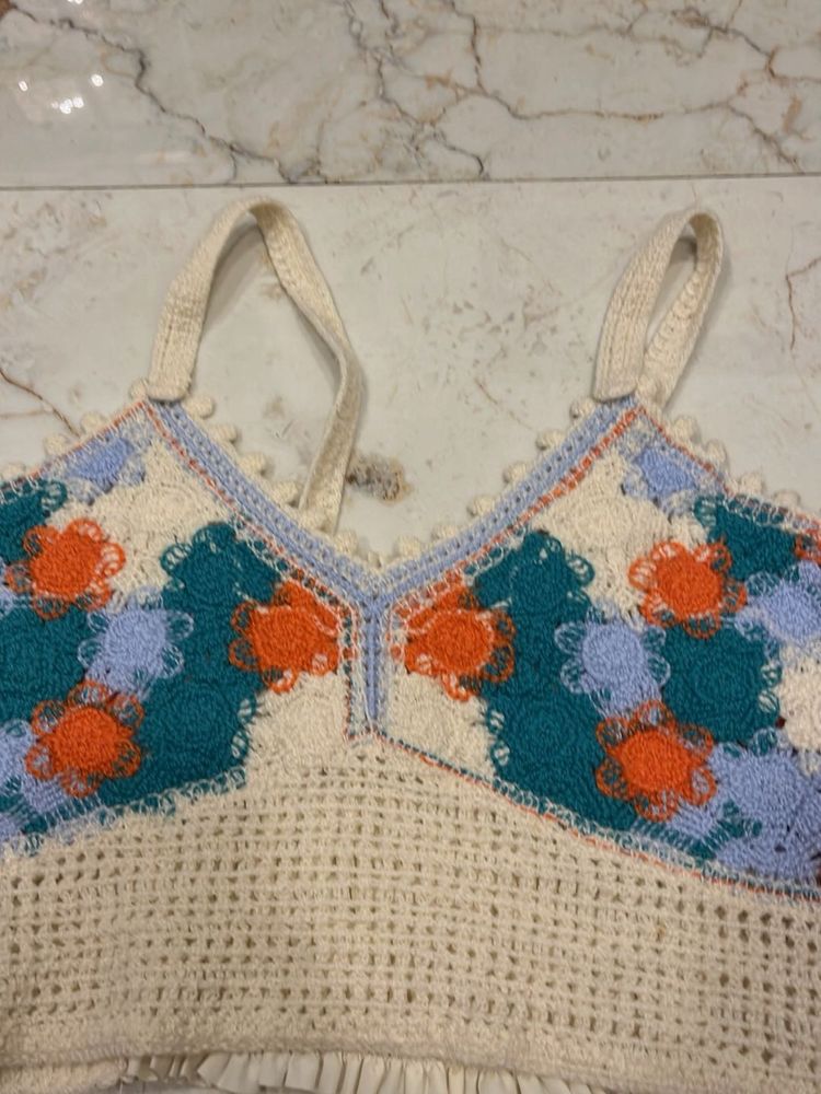 Crochet Floral Crop Top