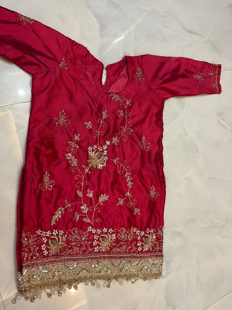 Hand embroidery, pure Dabka Baby long Kurti