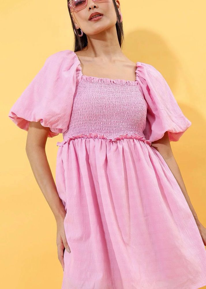 Tokyo Talkies square neck puff sleeve dress