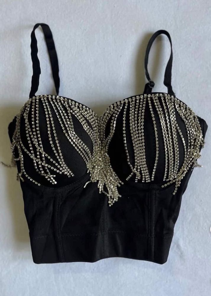 Rhinestone Bustier Crop Top