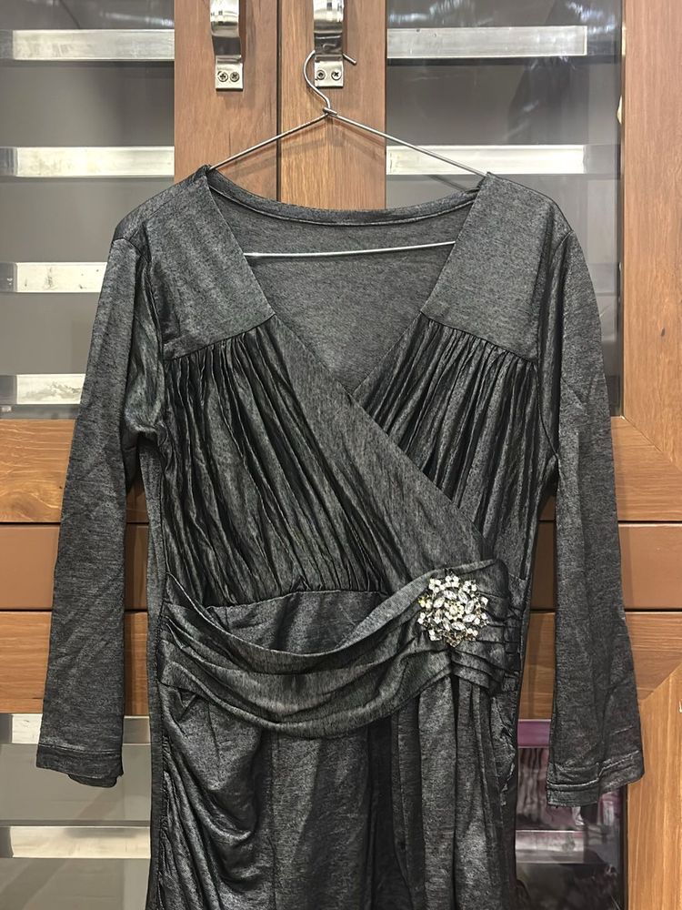 Elegant Gray Maxi Dress