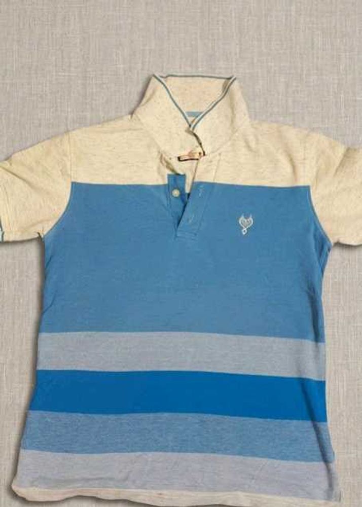 Blue Striped Polo T-Shirt